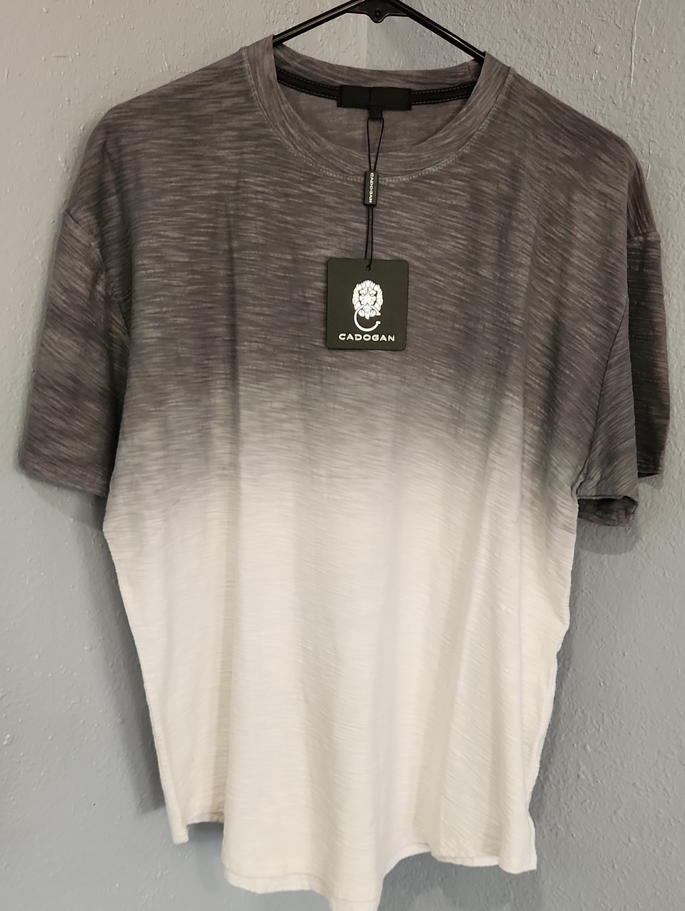 Cadogan Men’s Ombre Gray to White Crew Neck T-Shirt